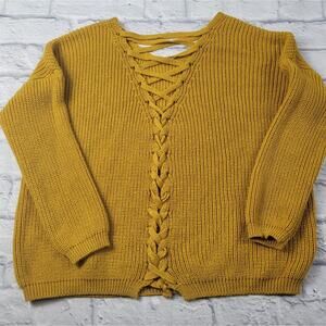 Mustard Lace-up Sweater by Rosette size Medium